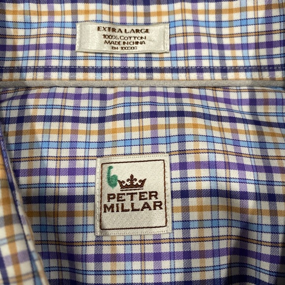 Peter Millar Plaid Long Sleeve Button Down Shirt 💜 XL - Picture 3 of 6